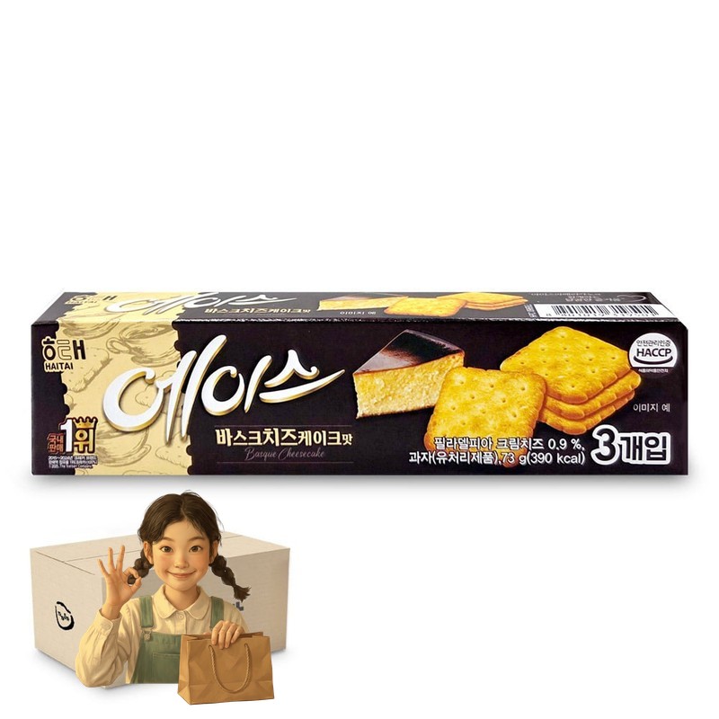 해태 에이스 바스크 치즈 케이크 맛 73g 1박스-24개