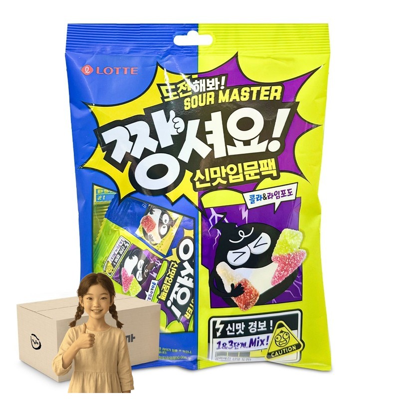 짱셔요 신맛 입문팩 콜라 라임포도 134g 1박스-12팩