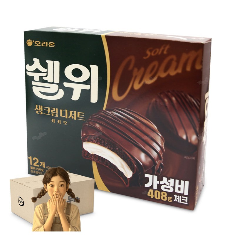오리온 쉘위 카카오 408g 1박스-8개 생크림 디저트