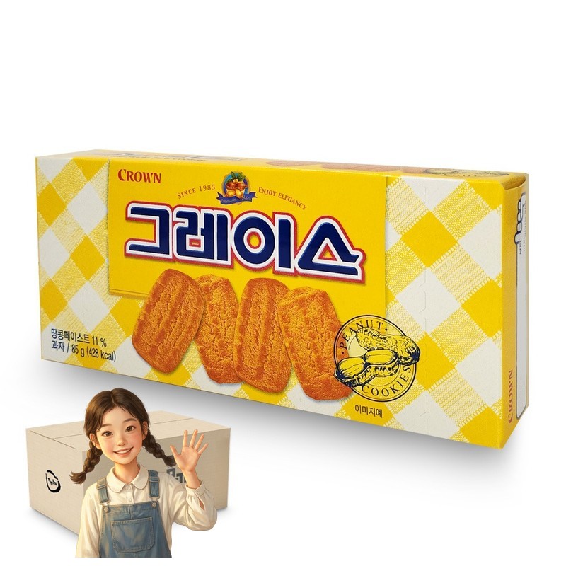 크라운 그레이스 85g 1박스-24개 땅콩쿠키