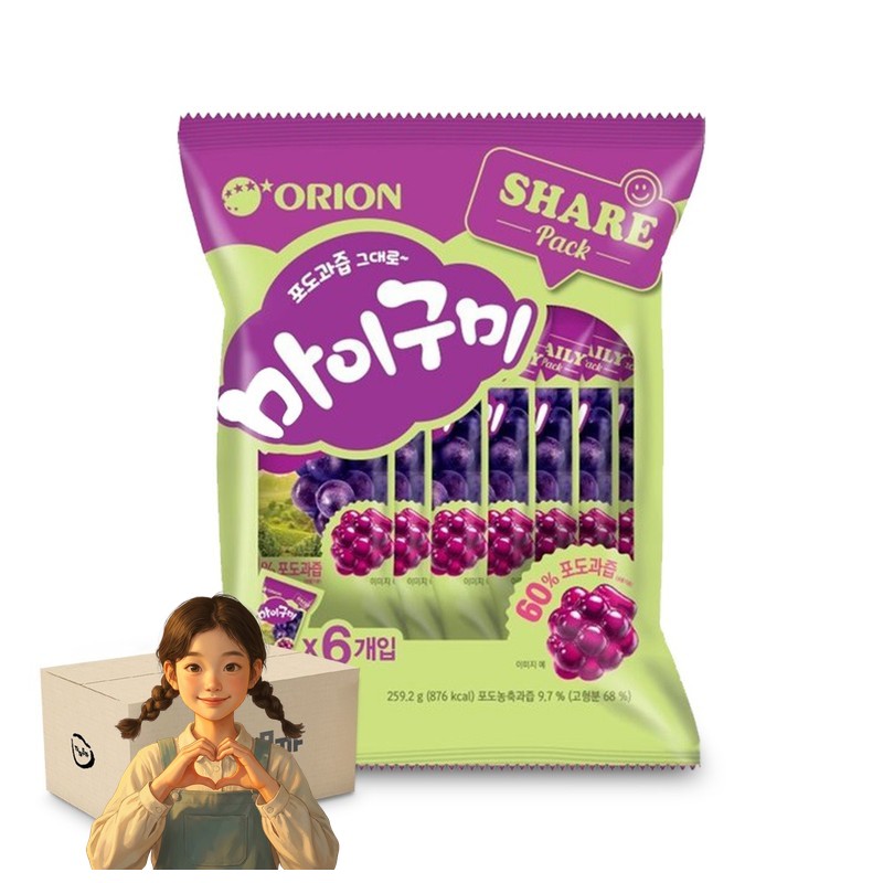 오리온 포도과즙 그대로 마이구미 6P 259.2g 1박스-12개