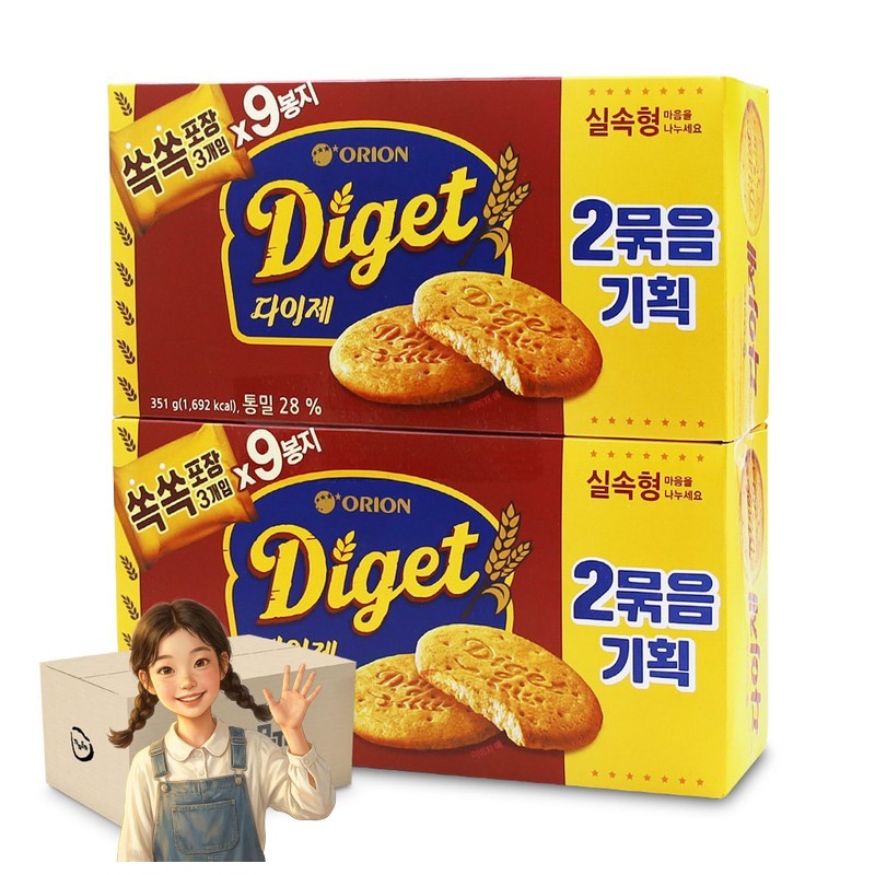 오리온 다이제 2번들 351g 1박스-8개