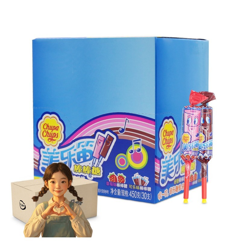 츄파춥스 피리캔디 2가지맛 딸기맛 콜라맛 15gx30개 1박스-6통