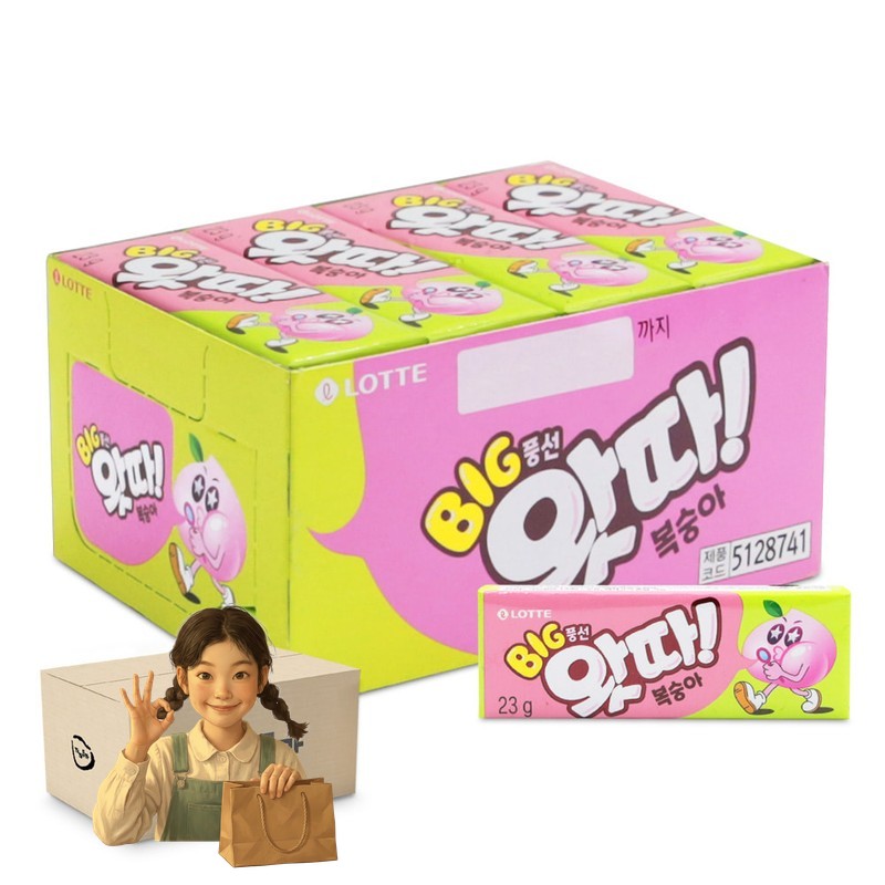 왓따 복숭아 빅 풍선껌 23gx16개 1박스-9통