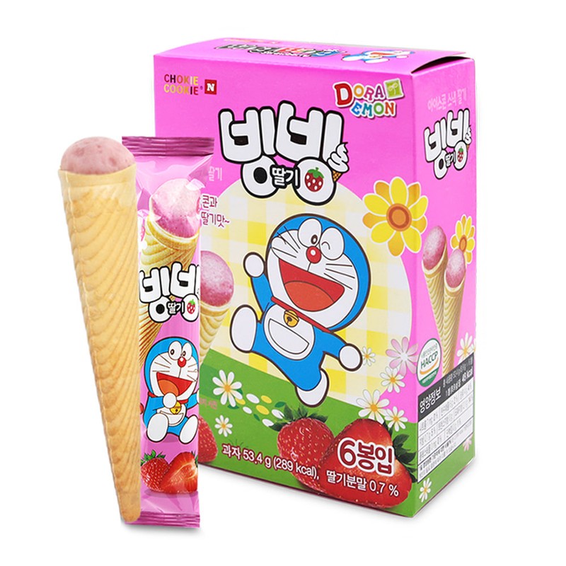 도라에몽 아이스콘 스낵 딸기 1개