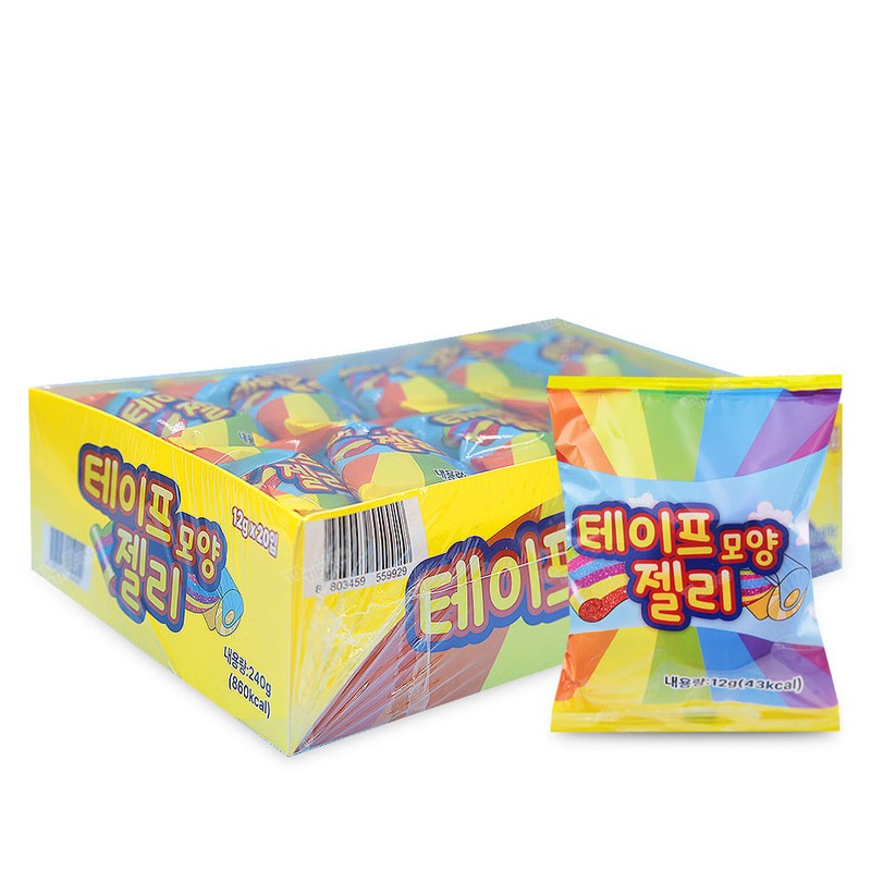 테이프 모양 젤리 12gx20개 1통 사우어 롤젤리