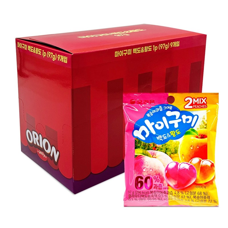 오리온 마이구미 백도 황도 97gx9개 1통