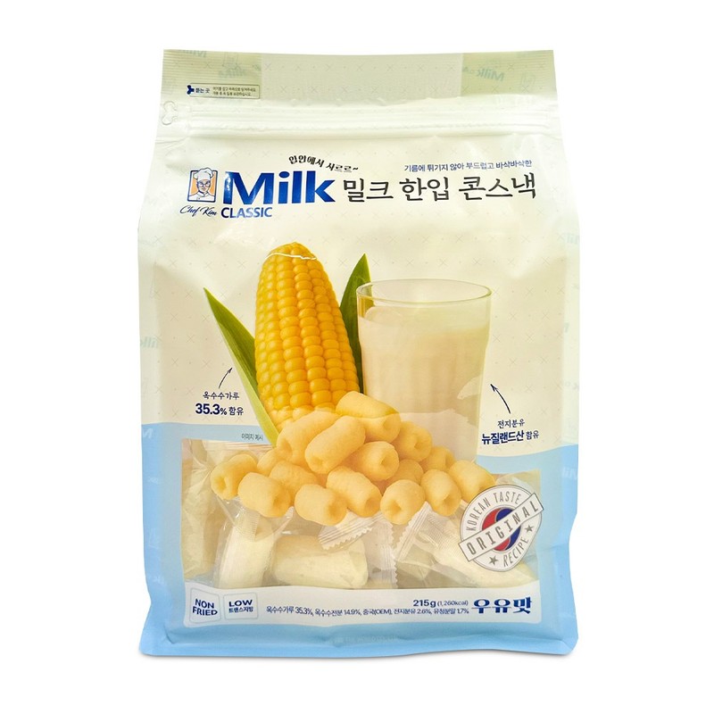 밀크 클래식 밀크 한입 콘스낵 215g