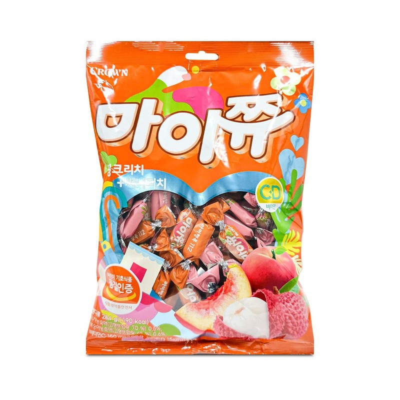 크라운 마이쮸 핑크리치 써니피치 284g 트랜디한 과일맛