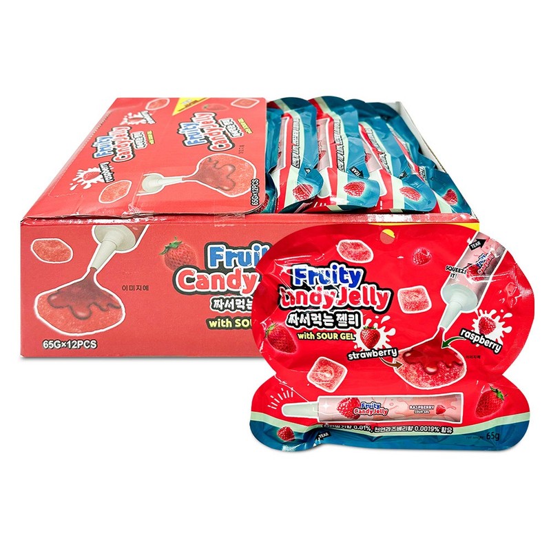 짜서 먹는 젤리 라즈베리 딸기 맛 65g x12개 1통