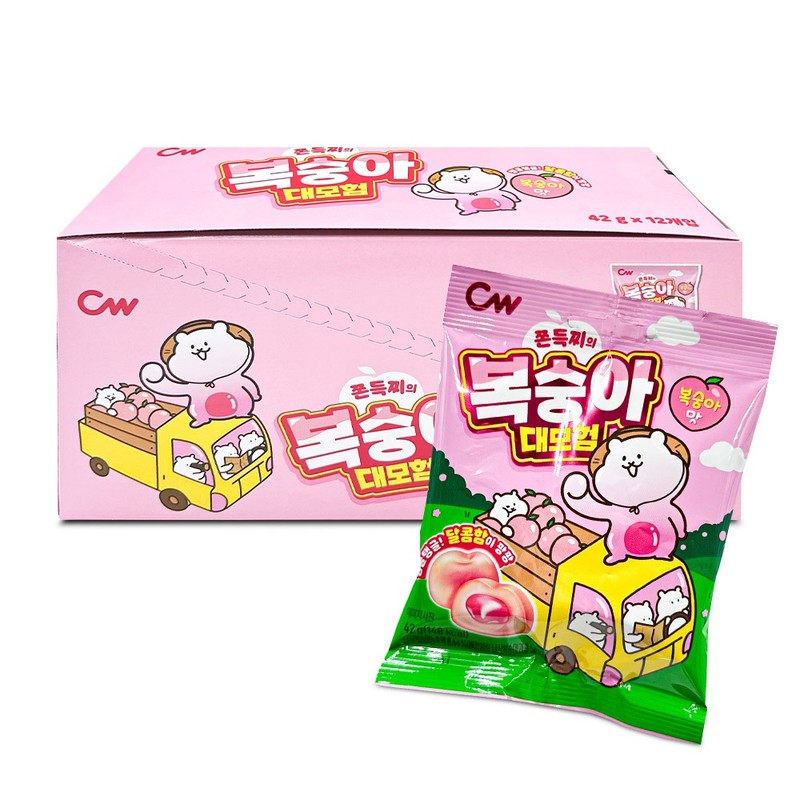 청우 쫀득찌의 복숭아 대모험 복숭아맛 젤리 42gx12개 1통