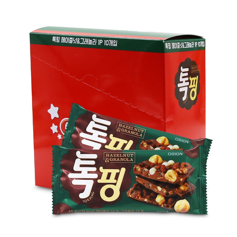 오리온 톡핑 헤이즐넛 그래놀라 43gx10개 1통