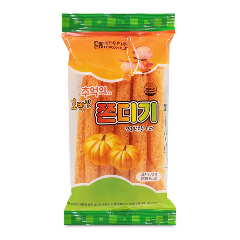 에코푸드 호박맛 쫀디기 70g 설탕쫀드기