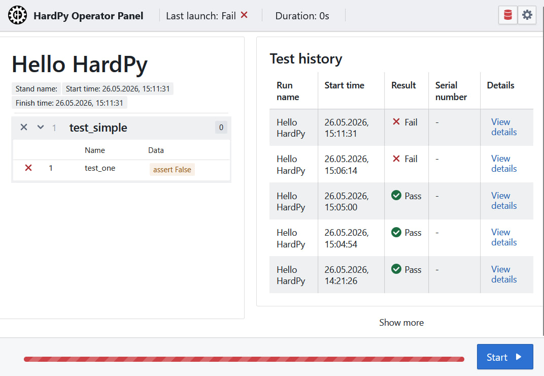 test history