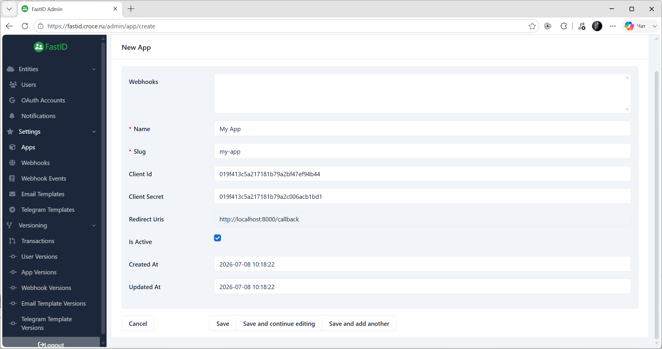 Create app