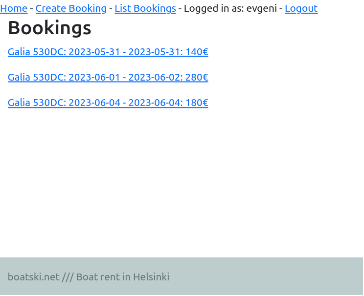 Booking list