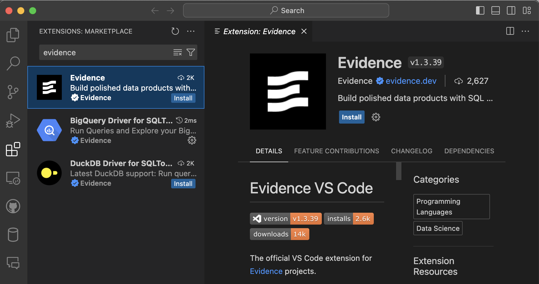 Evidence Extension Installation