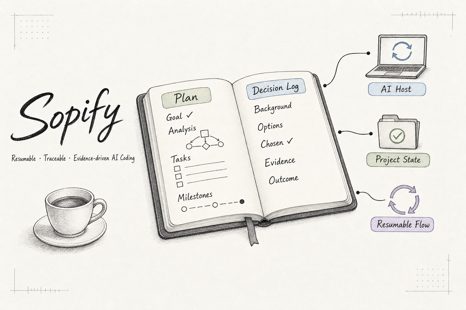Sopify — AI coding that asks before it acts