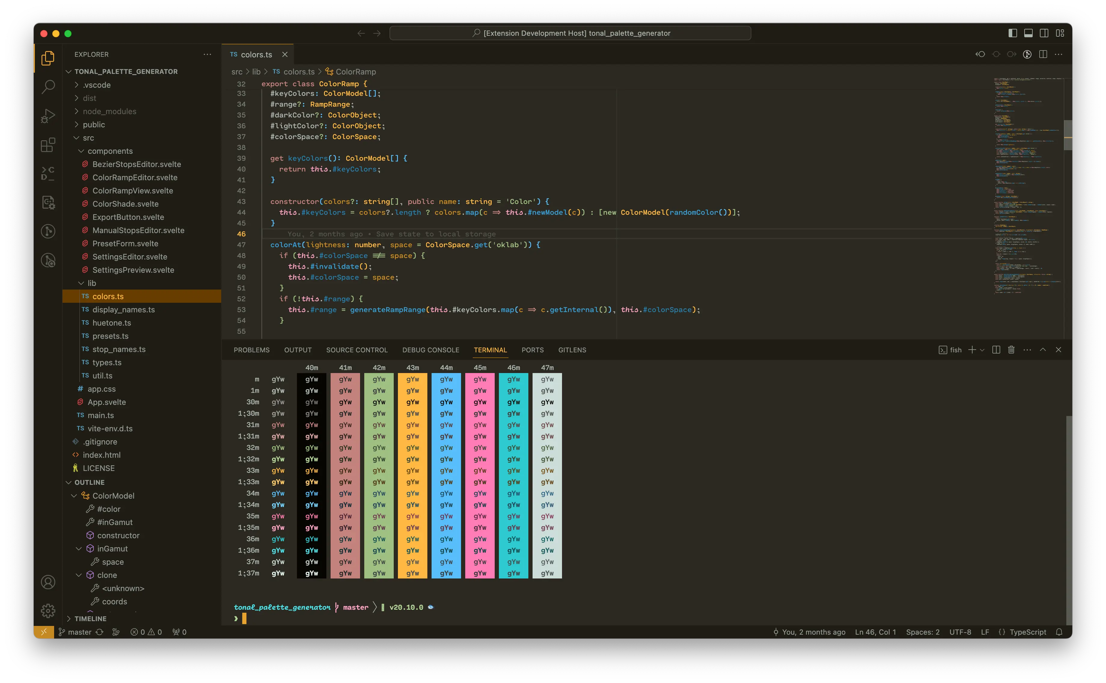 Screenshot of the dark theme shown in Visual Studio Code