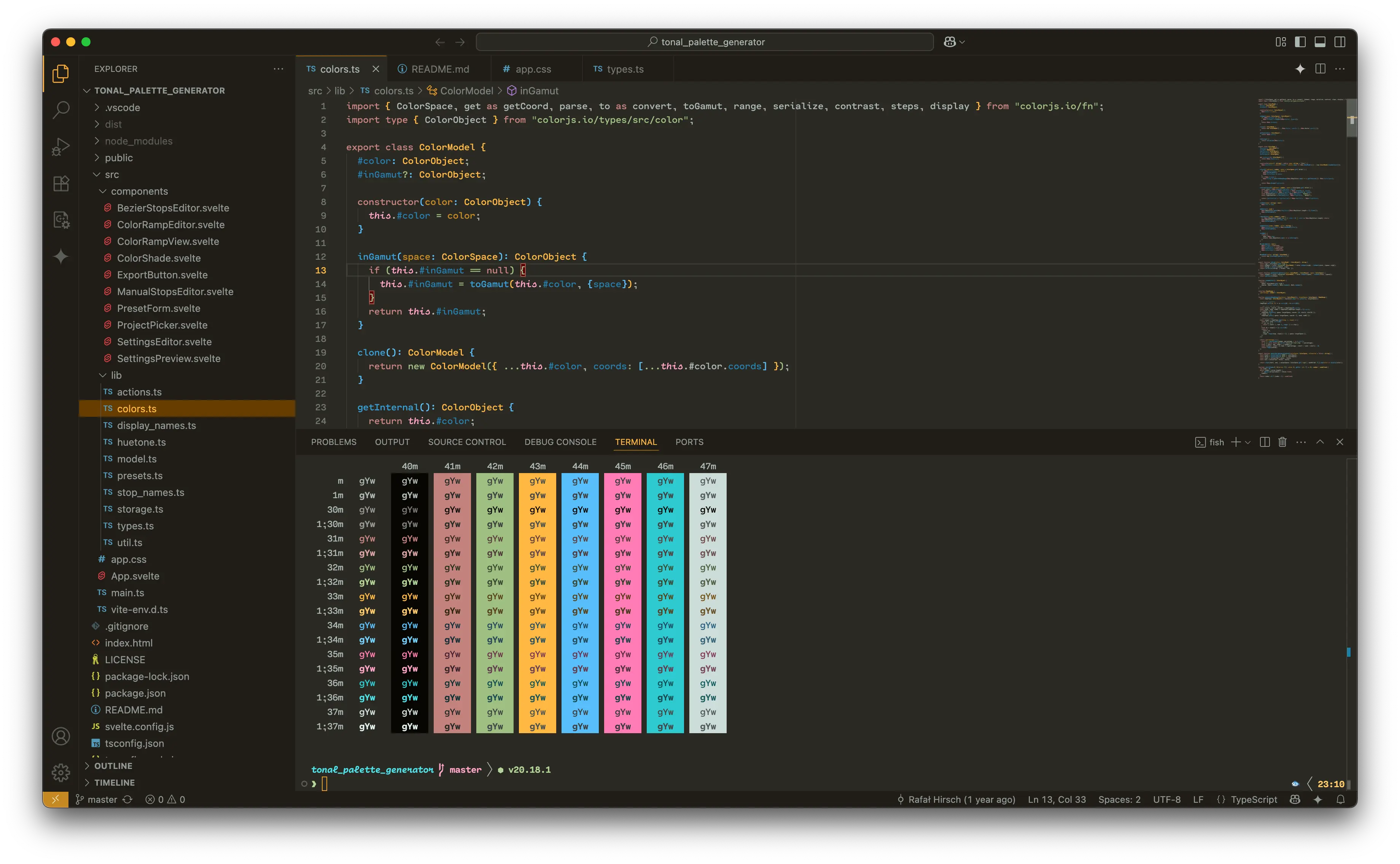 Dark theme shown in Visual Studio Code