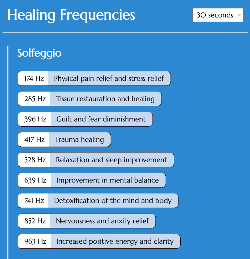 Play healing frequencies