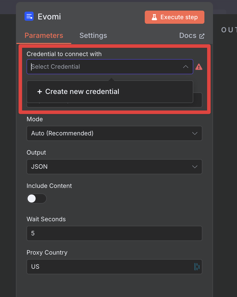 Create new credential