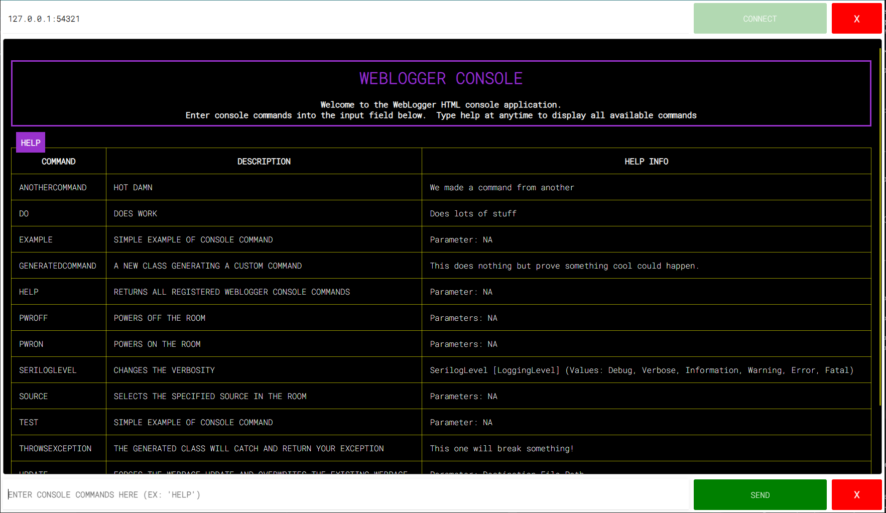 WebLogger Console