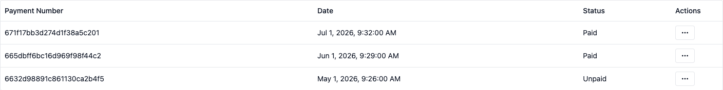 Invoice history Storybook story