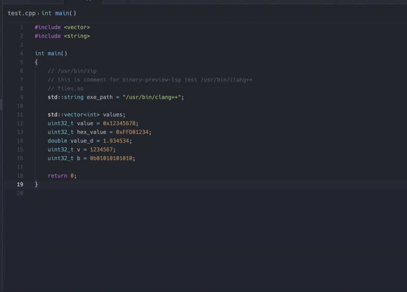 Binary Preview hover demo
