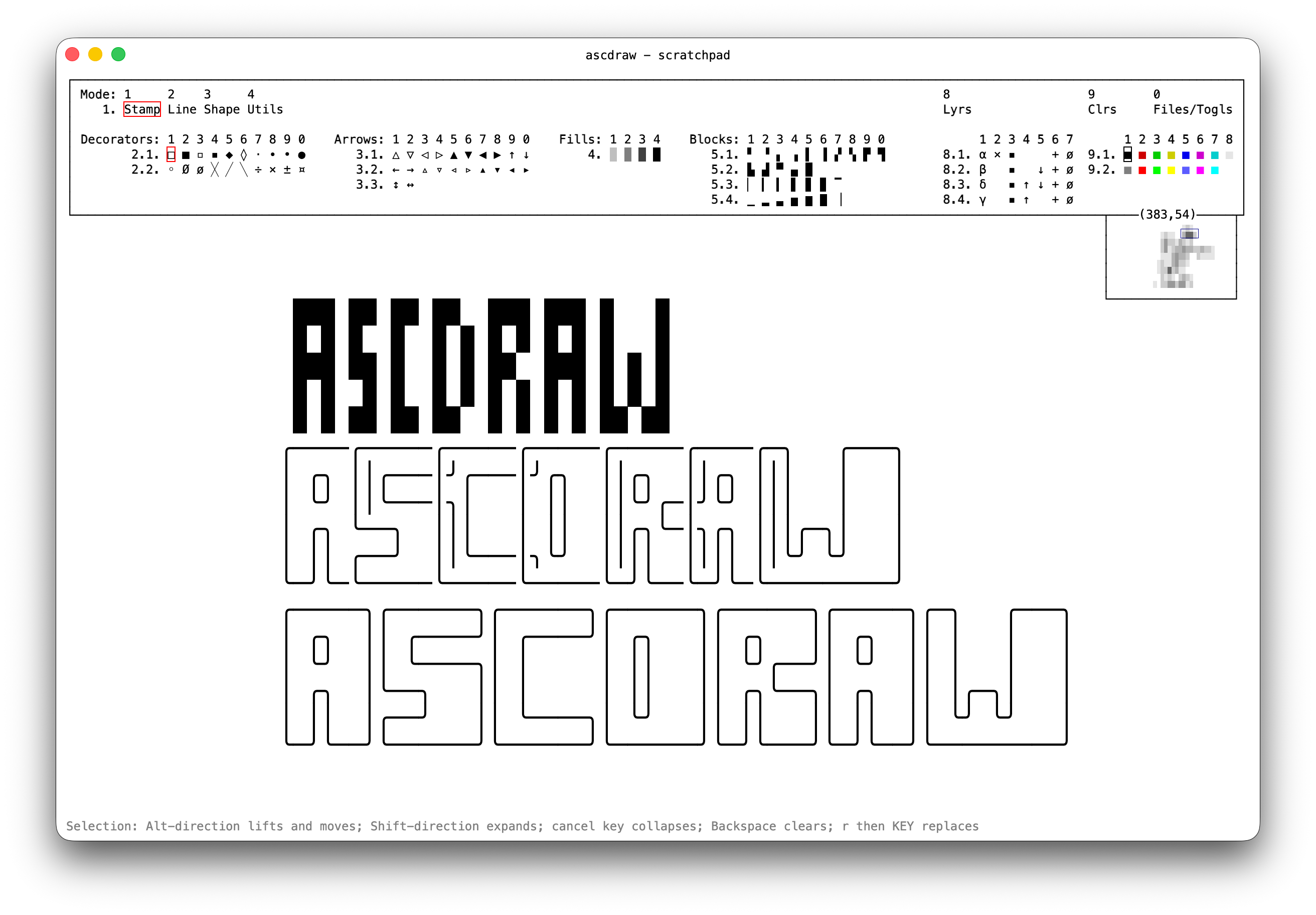 Stamp inventory and large outlined text