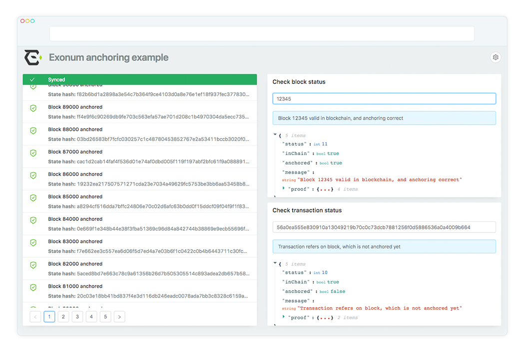 Exonum Anchoring Client Example