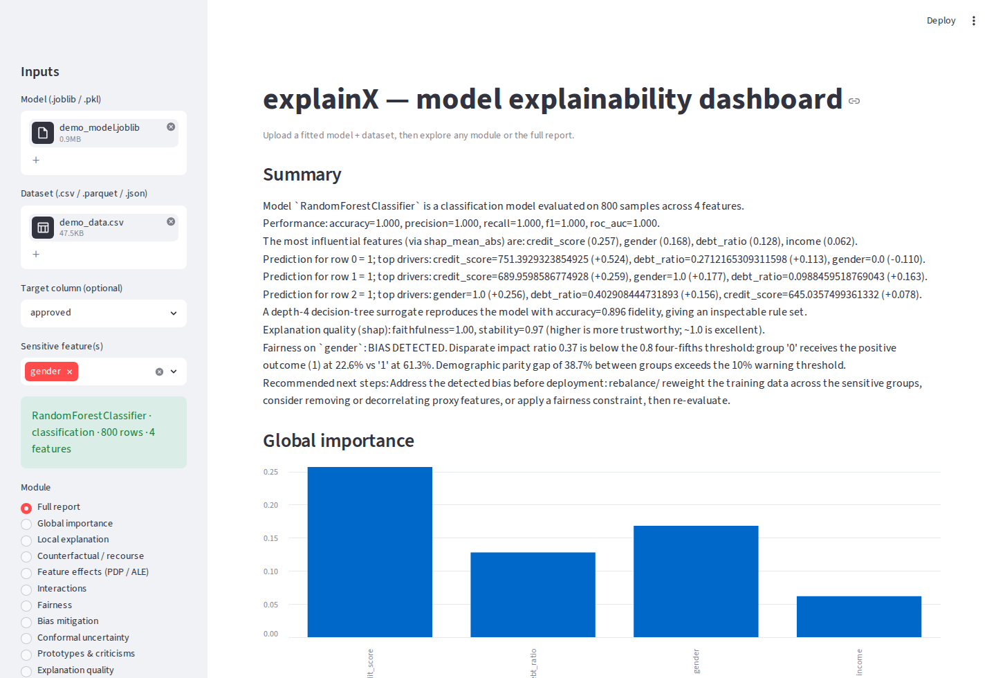 Full report view