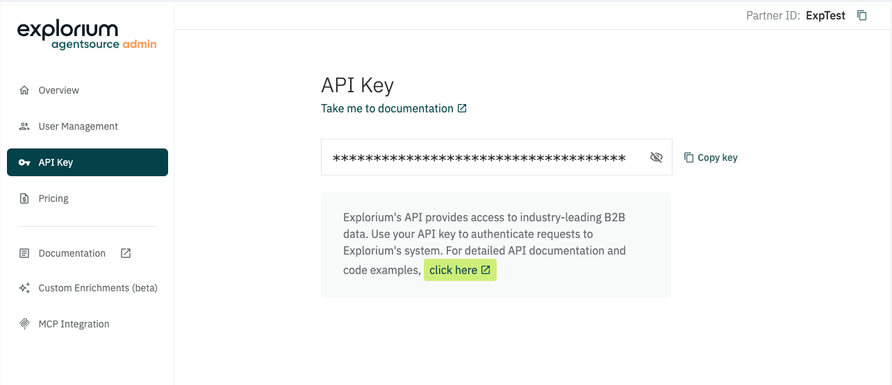 Get the Explorium api key