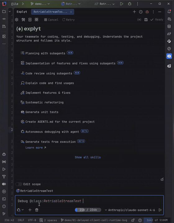 Explyt debugs with runtime facts