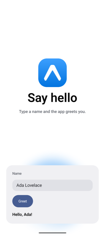 The greeting form on Android