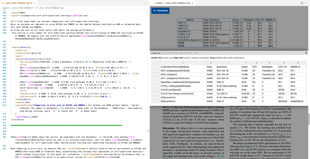 Screenshot of VS Code running i-LaTeX