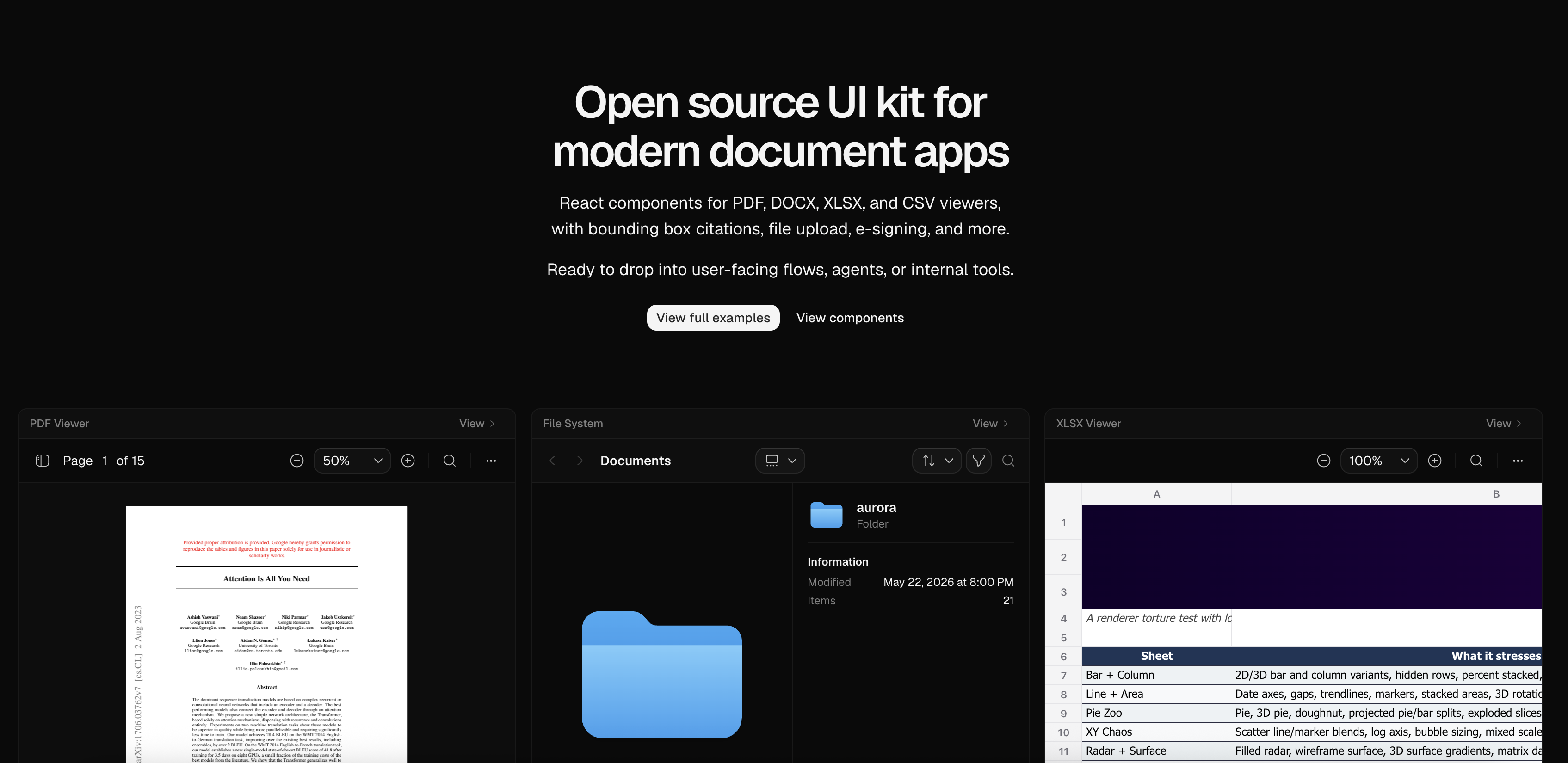 Extend UI document components