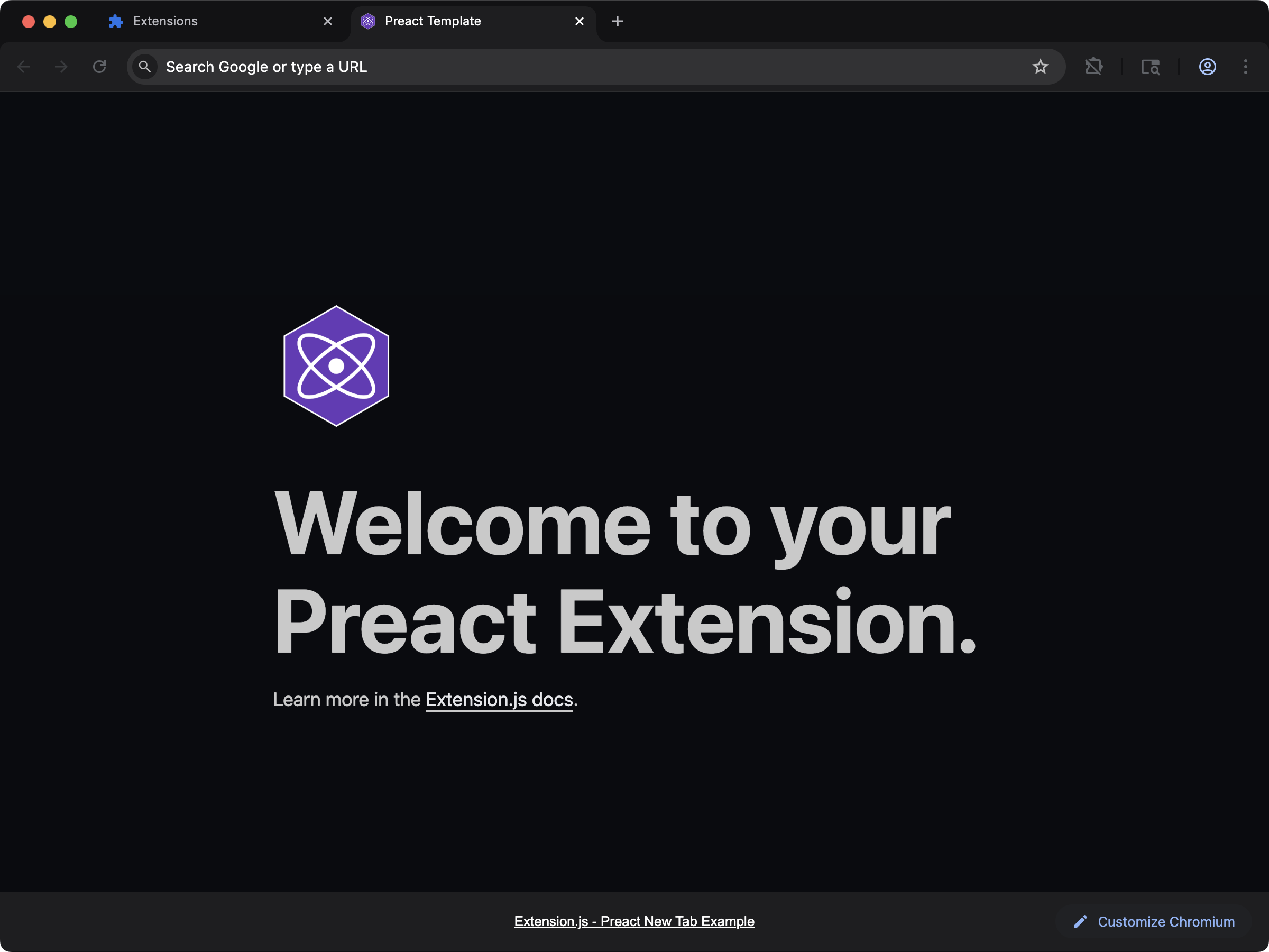 new-preact template screenshot