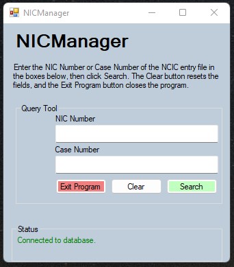 GitHub - exteran/nicmanager: Software for digitizing NCIC entry files ...