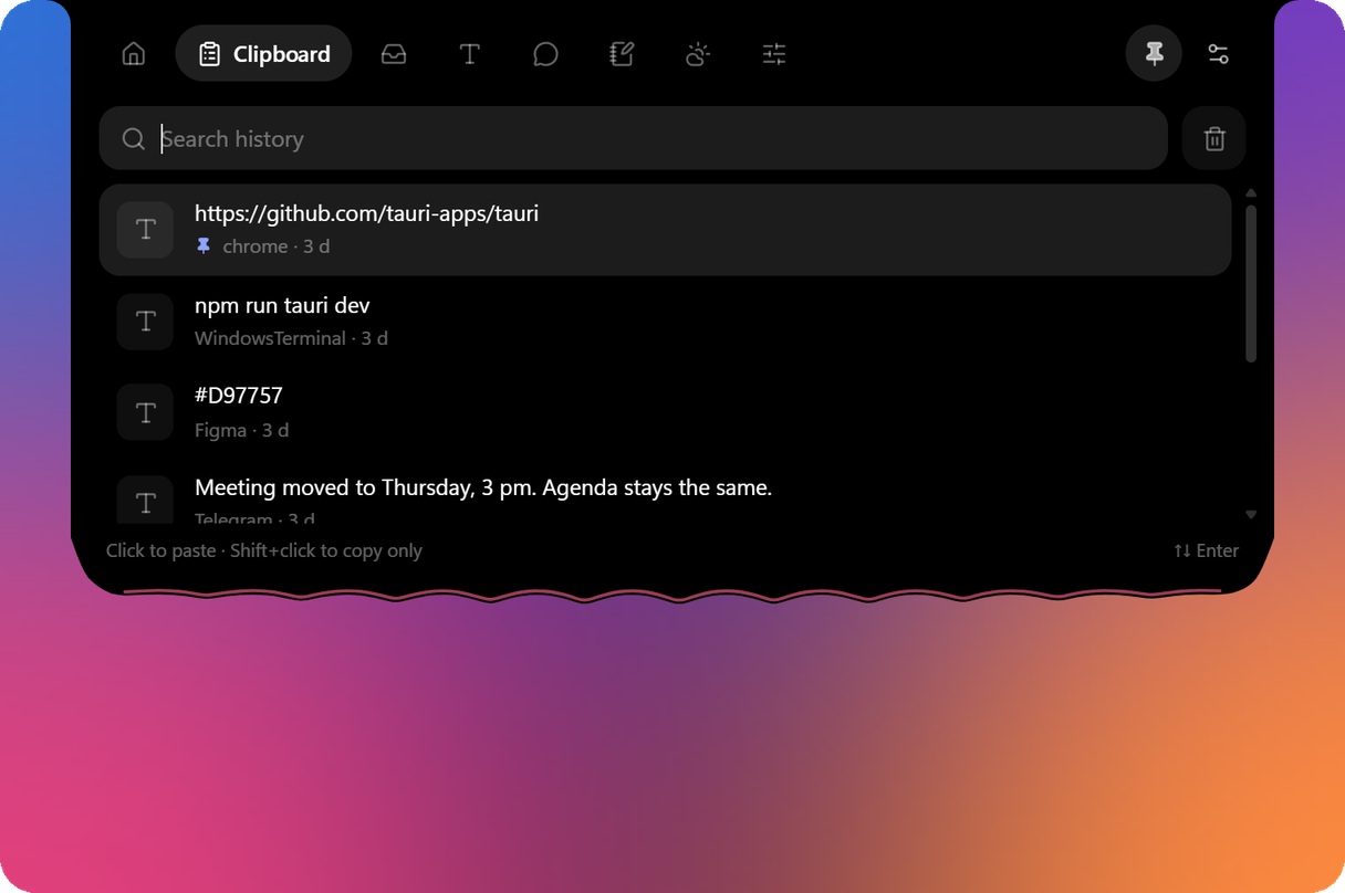 Clipboard tab