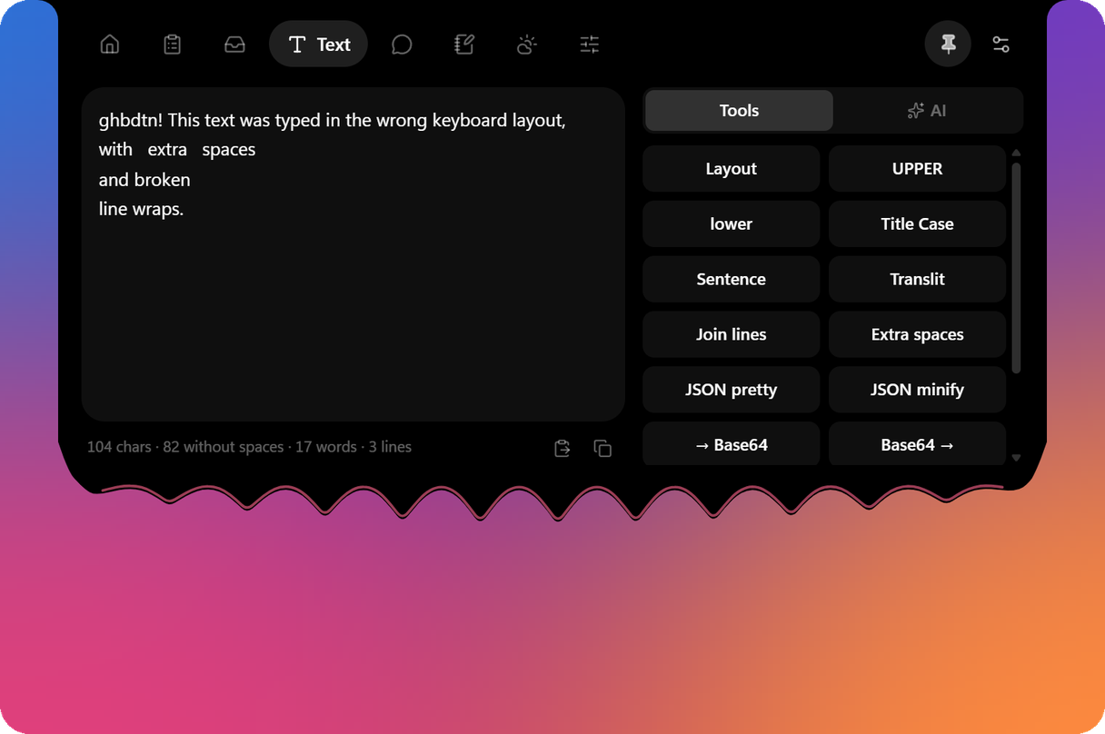 Text tab