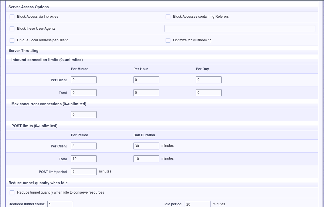 Options page