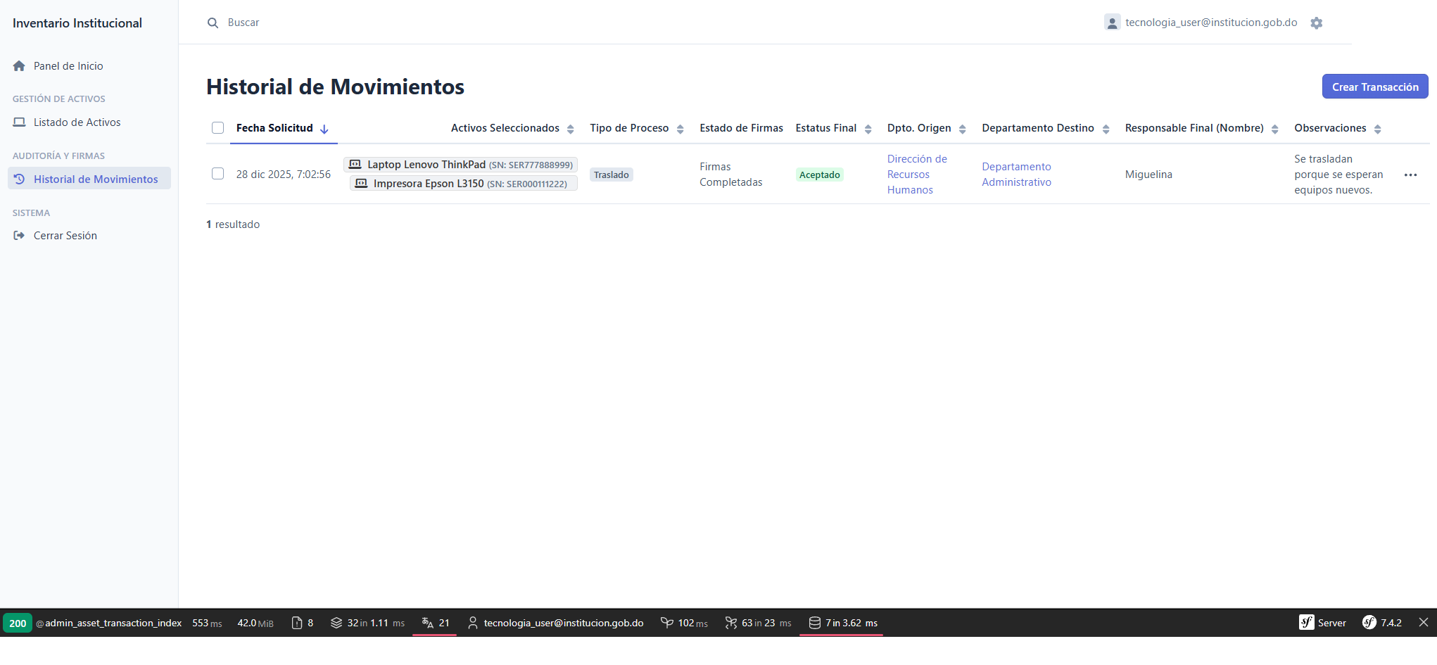 Sistema de Gestión y Rastreo de Activos Institucionales - Media 1