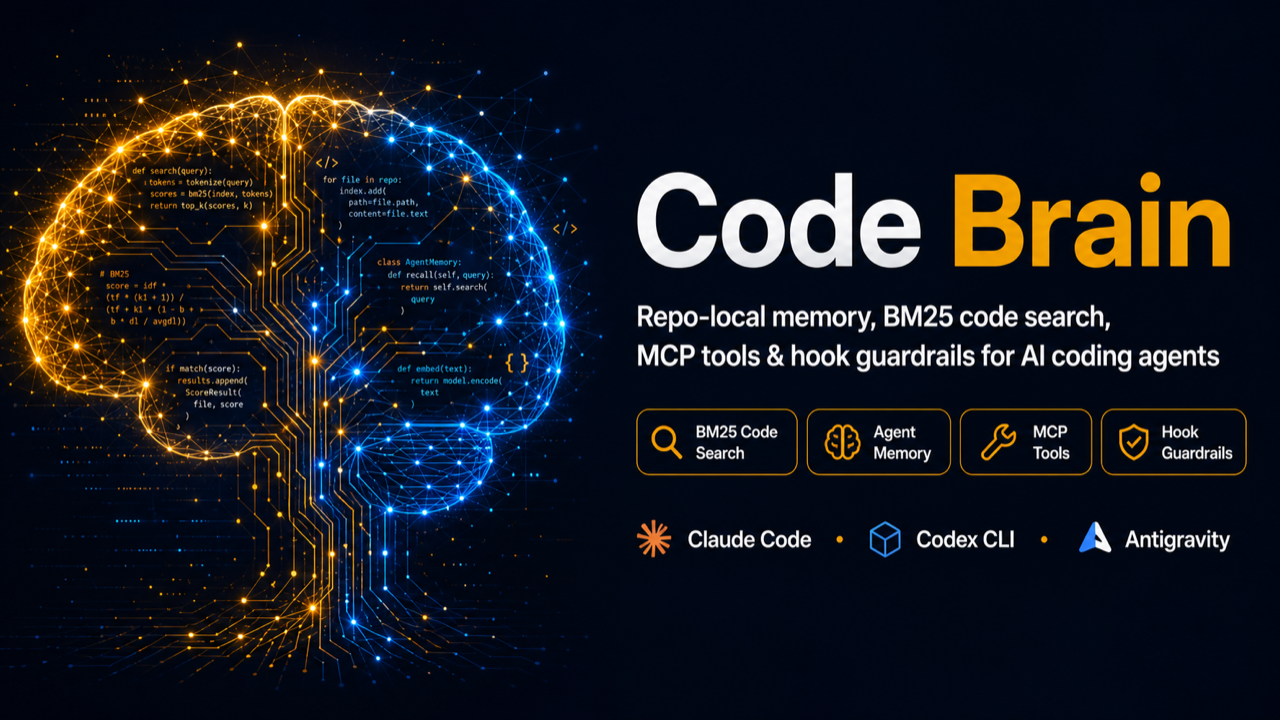 Code Brain — repo-local memory, code search, MCP and hooks for AI coding agents