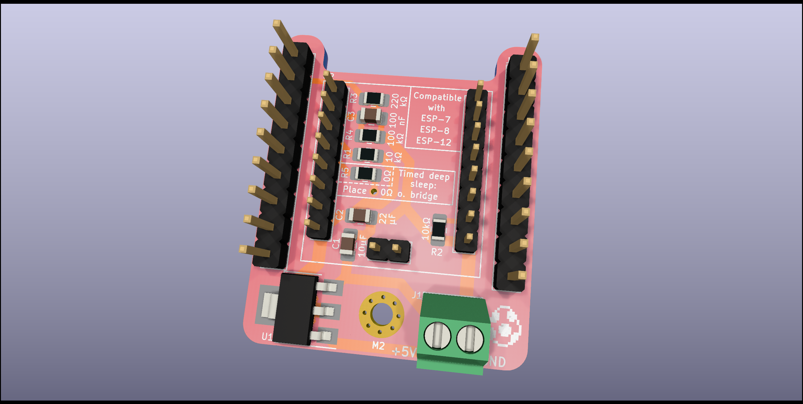 Esp8266-tiny breakout board, from the project README