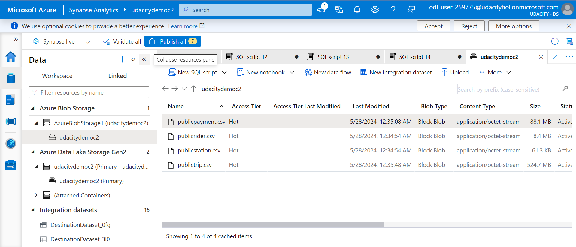 import data into azure blob storage