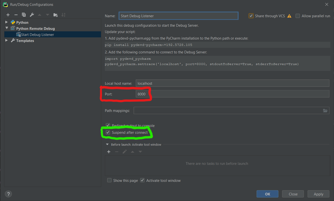 Remote Debug Configuration