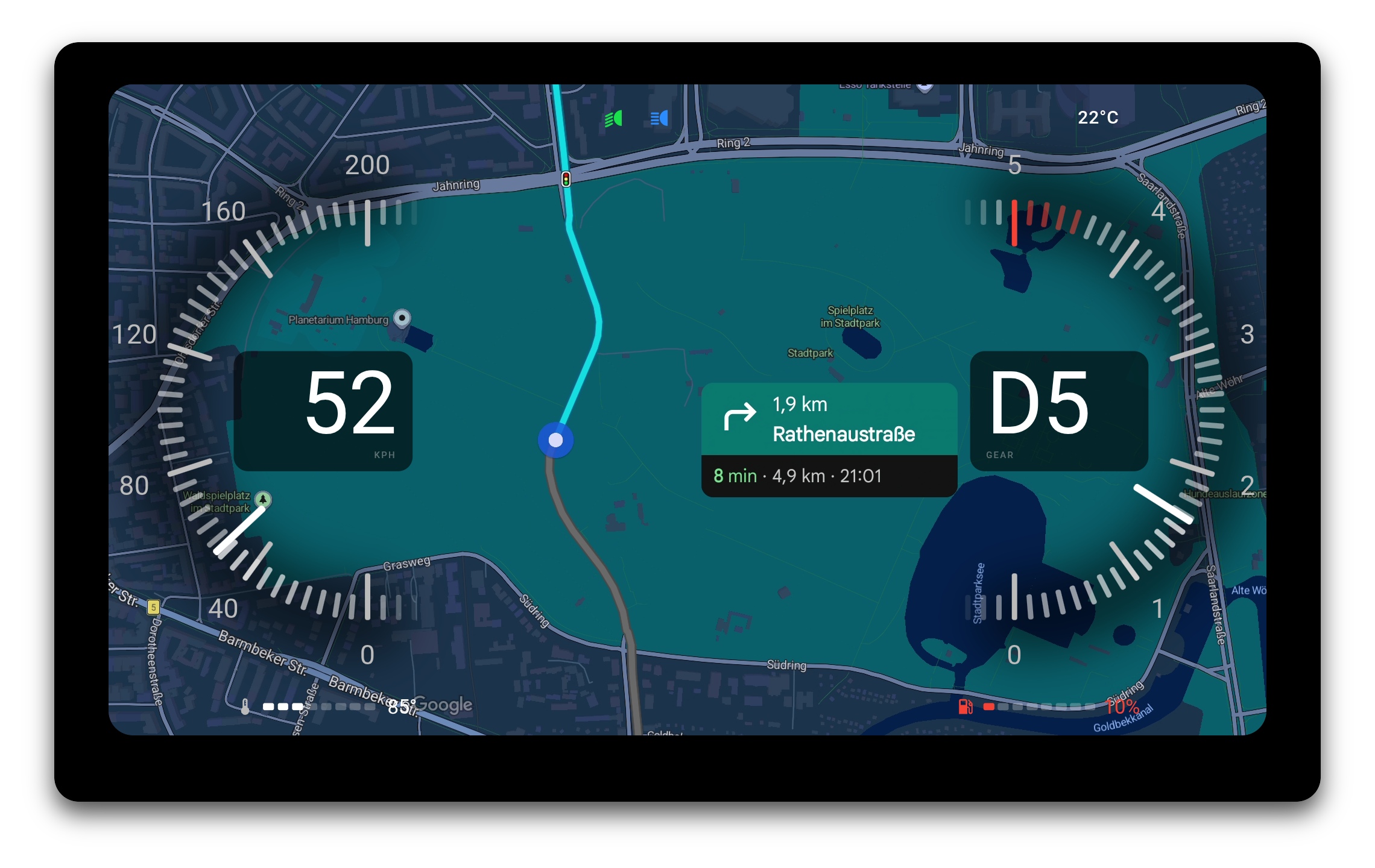 Safe area cluster stream Android Auto