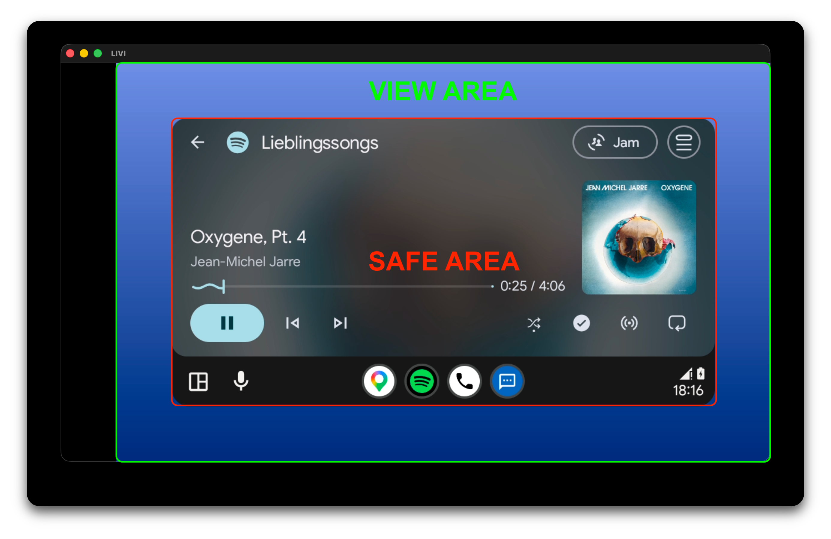 Safe area main stream Android Auto