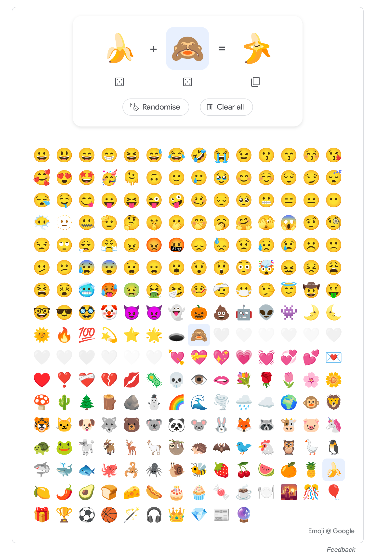 Emoji kitchen panel interface